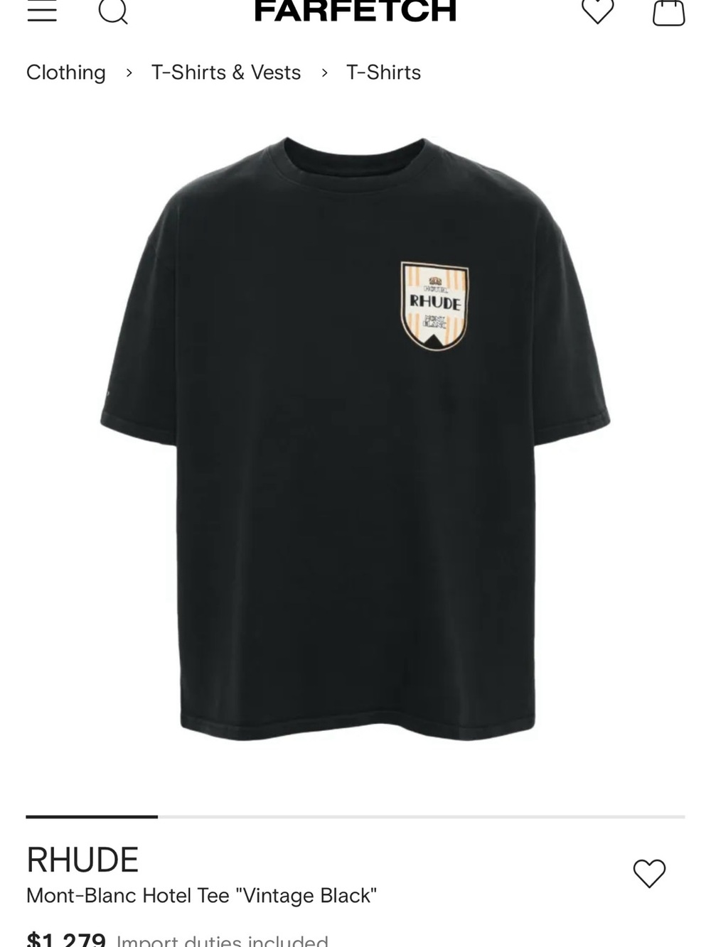 Rhude Black Short-Sleeve Crewneck T-Shirt with Yellow Shield Patch